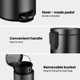 mVm Foot-operated trash can, 3L/5L/12L/20L/30L,  suitable for kitchens, living rooms, bathrooms, offices, round design.