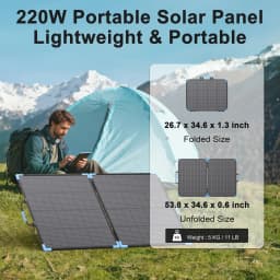 E-POWO 20V Bifacial Solar Panel 220W Foldable Solar Charger Solar with 23.4% Energy Conversion Rate For Car Boat Caravan Camping