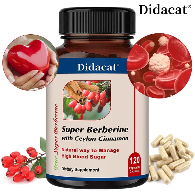 Berberine Capsules, with Ceylon Cinnamon, Energy, Heart & Metabolism Support, Balance Blood Sugar Levels