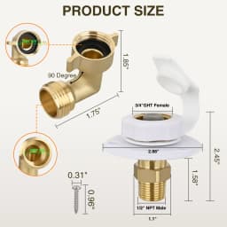 Nilight RV City Water Inlet with Check Valve & 90 Degree Hose Elbow 1/2" NPT Male to 3/4" GHT Female City Water Fill Inlet Flange Connection Fittings Connector Replacement for RV Camper Trailer Marine