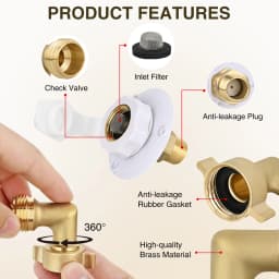 Nilight RV City Water Inlet with Check Valve & 90 Degree Hose Elbow 1/2" NPT Male to 3/4" GHT Female City Water Fill Inlet Flange Connection Fittings Connector Replacement for RV Camper Trailer Marine