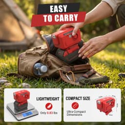 200W Inverter for Milwaukee M18 Battery, AC 110V/USB/Type-C/LED Light, Portable Power for Camping Car Emergency