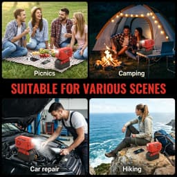 200W Inverter for Milwaukee M18 Battery, AC 110V/USB/Type-C/LED Light, Portable Power for Camping Car Emergency