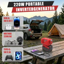 200W Inverter for Milwaukee M18 Battery, AC 110V/USB/Type-C/LED Light, Portable Power for Camping Car Emergency