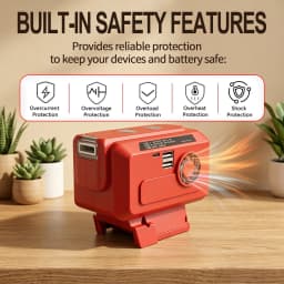 200W Inverter for Milwaukee M18 Battery, AC 110V/USB/Type-C/LED Light, Portable Power for Camping Car Emergency