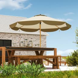 9ft Patio Umbrella, Upf 50+ Outdoor Umbrella, Cream White
