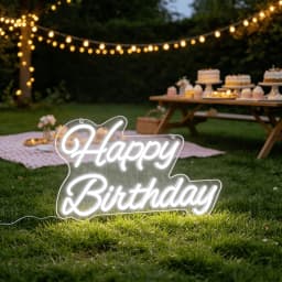 Happy Birthday LED Neon Sign, USB Powered White Neon Light for Birthday Party Decor, Wall Art Decor for Bedroom Living Room, Birthday Gift Party Supplies