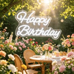 Happy Birthday LED Neon Sign, USB Powered White Neon Light for Birthday Party Decor, Wall Art Decor for Bedroom Living Room, Birthday Gift Party Supplies