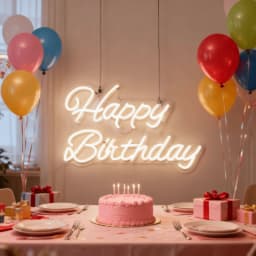 Happy Birthday LED Neon Sign, USB Powered White Neon Light for Birthday Party Decor, Wall Art Decor for Bedroom Living Room, Birthday Gift Party Supplies