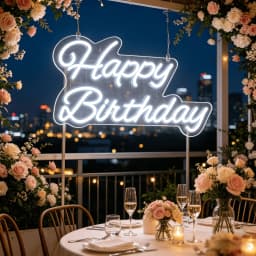 Happy Birthday LED Neon Sign, USB Powered White Neon Light for Birthday Party Decor, Wall Art Decor for Bedroom Living Room, Birthday Gift Party Supplies
