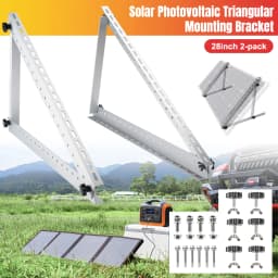 28inch 2-Pack Adjustable Solar Panel Mounting Bracket Triangle Aluminum Alloy PV Tilt Support Rack for RV Boat Roof 0-90° Angle Adjustable