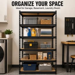 5-Tier Storage Shelving Unit Heavy Duty Metal Rack with Screws and MDF Boards, Adjustable Utility Organizer for Garage Warehouse Pantry (35.4" W x 15.7" D x 72.0" H)
