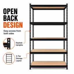 5-Tier Storage Shelving Unit Heavy Duty Metal Rack with Screws and MDF Boards, Adjustable Utility Organizer for Garage Warehouse Pantry (35.4" W x 15.7" D x 72.0" H)