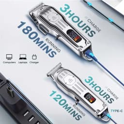 Professional Hair Clipper & Trimmer Set for Men – 3-in-1 /2-in-1/1pc Electric Beard Shaver, Haircut Machine with LCD Display, USB Rechargeable, Multiple Guide Combs, Barber Kit for Home & Salon Use
