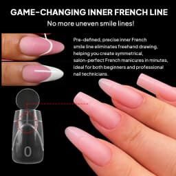 French Line Dual Forms Nail Extension Tips with Matte Inner, F1 Plastic Molds for Polygel & Acrylic, 140pcs 14 Sizes