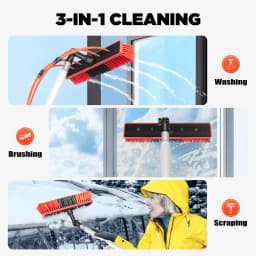 24.3 Ft Water Fed Pole Kit, 3 in 1 Extendable Solar Panel Cleaning Brush Pole Water Fed Pole Kit Outdoor Tall Window Cleaner for Window, Solar Panel, High-Altitude Clean