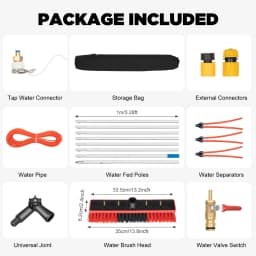 24.3 Ft Water Fed Pole Kit, 3 in 1 Extendable Solar Panel Cleaning Brush Pole Water Fed Pole Kit Outdoor Tall Window Cleaner for Window, Solar Panel, High-Altitude Clean