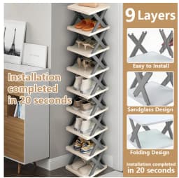 Multi-tier Vertical Shoes Storage Rack 6-9 Layers X-shaped Detachable Plastic Shoe Organizer Lightweight Easy Disassembly Household Space Saving Shoe Shelf Stackable Design Footwear Storage Holder For Indoor Home Bedroom Entrance Shoe Organization