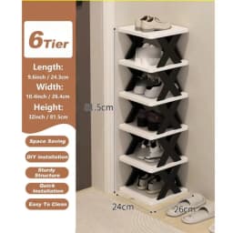 Multi-tier Vertical Shoes Storage Rack 6-9 Layers X-shaped Detachable Plastic Shoe Organizer Lightweight Easy Disassembly Household Space Saving Shoe Shelf Stackable Design Footwear Storage Holder For Indoor Home Bedroom Entrance Shoe Organization