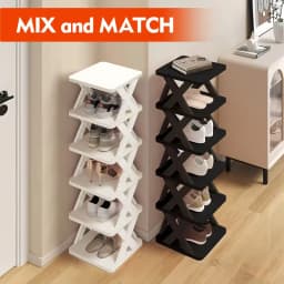 Multi-tier Vertical Shoes Storage Rack 6-9 Layers X-shaped Detachable Plastic Shoe Organizer Lightweight Easy Disassembly Household Space Saving Shoe Shelf Stackable Design Footwear Storage Holder For Indoor Home Bedroom Entrance Shoe Organization