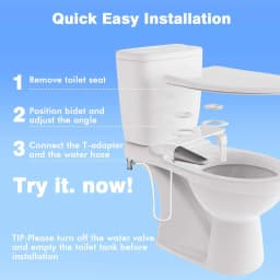 Ultra-Slim Bidet Attachment for Toilet - Dual Nozzle (Frontal & Rear Wash), Adjustable Water Pressure, Non-Electric, Cold Fresh Water, Easy to Install, Fits Existing Toilets (White)