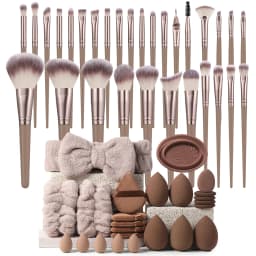 54PCS Makeup Tools: 30PCS Brush Set + 10PCS Makeup Sponges + 10PCS Powder Puffs + 4PCS Tools
