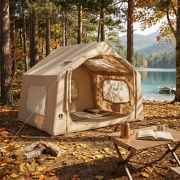 Large Inflatable Camping Tent for 4-6 Adults - 8 Square Outdoor Shelter with Hand Pump - Quick Setup, Weather-Resistant