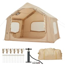 Large Inflatable Camping Tent for 4-6 Adults - 8 Square Outdoor Shelter with Hand Pump - Quick Setup, Weather-Resistant