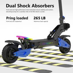 REDDYDY Adult Electric Scooter APP Control 3600W Peak Dual Motors 45MPH Max Speed 50Miles Max Range 60V18.2Ah Battery Smart Riding 3 Modes NFC Unlocking Dual Hydraulic Disc Brakes Full Suspension 10.5' Tires for Commuting Outdoor RD2/PRO Offroad E-Scooter