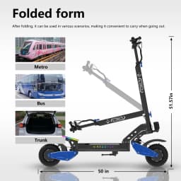 REDDYDY Adult Electric Scooter APP Control 3600W Peak Dual Motors 45MPH Max Speed 50Miles Max Range 60V18.2Ah Battery Smart Riding 3 Modes NFC Unlocking Dual Hydraulic Disc Brakes Full Suspension 10.5' Tires for Commuting Outdoor RD2/PRO Offroad E-Scooter