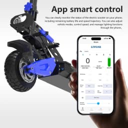 REDDYDY Adult Electric Scooter APP Control 3600W Peak Dual Motors 45MPH Max Speed 50Miles Max Range 60V18.2Ah Battery Smart Riding 3 Modes NFC Unlocking Dual Hydraulic Disc Brakes Full Suspension 10.5' Tires for Commuting Outdoor RD2/PRO Offroad E-Scooter