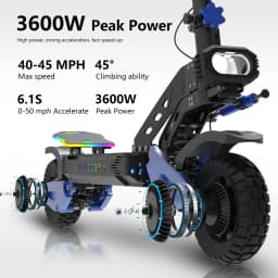 REDDYDY Adult Electric Scooter APP Control 3600W Peak Dual Motors 45MPH Max Speed 50Miles Max Range 60V18.2Ah Battery Smart Riding 3 Modes NFC Unlocking Dual Hydraulic Disc Brakes Full Suspension 10.5' Tires for Commuting Outdoor RD2/PRO Offroad E-Scooter