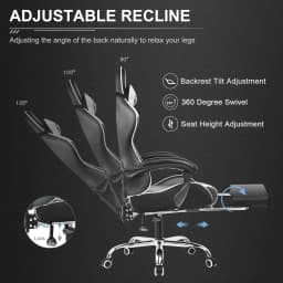 GTPLAYER Gaming Chair with Footrest, Lumbar Support, Adjustable Height, Swivel Seat, Headrest for Office or Gaming