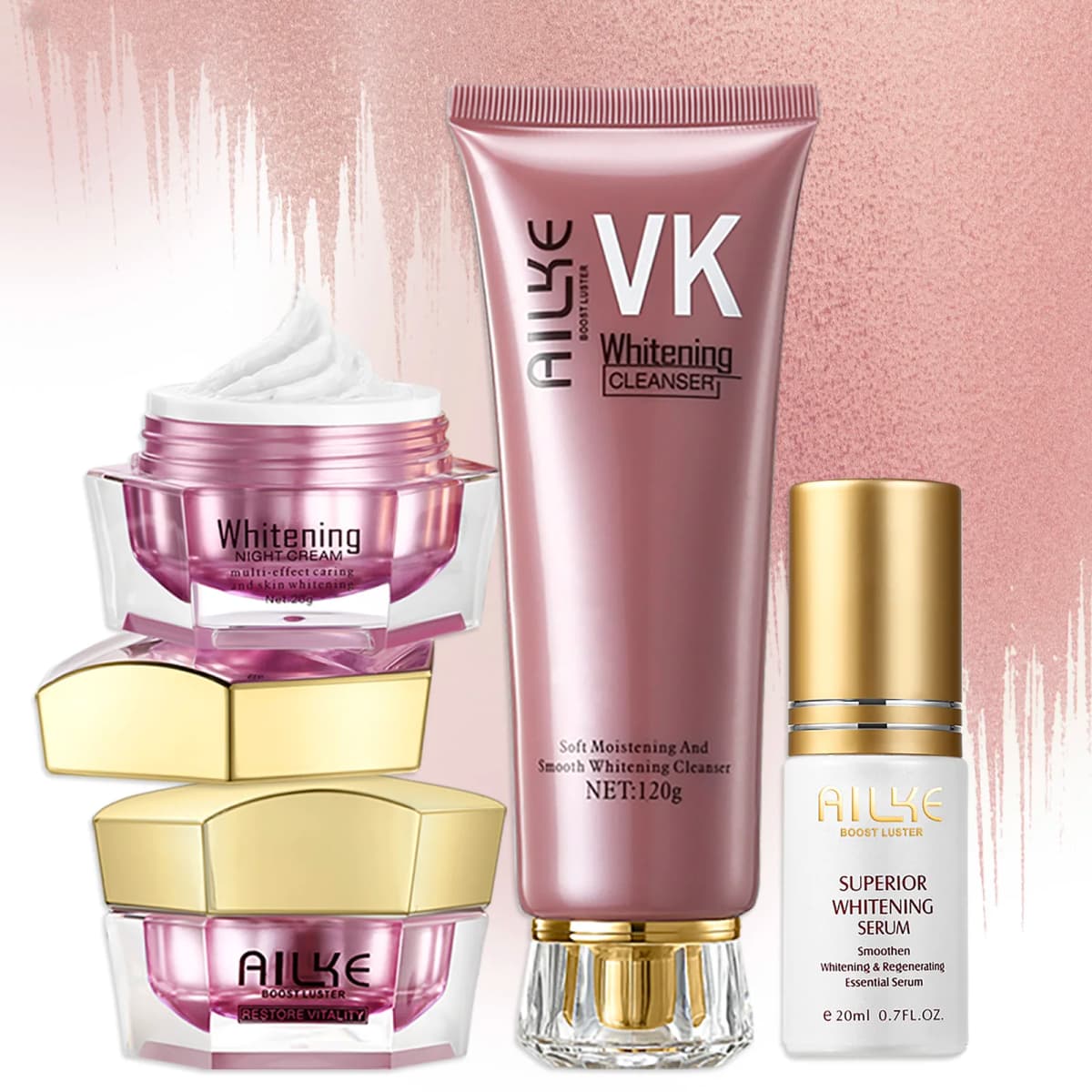 AILKE Lightening Facial Cream, Brightening, Reduce Spots, For Black and Dark Skin, Whitening Face Care Set for All Skin Types