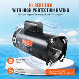 SucceBuy 2HP Pool Pump Motor Frame 230V (7.8Amps) 3450 RPM 60Hz 1.3 Service Factor CCW Rotation Square Flange Replacement Motor