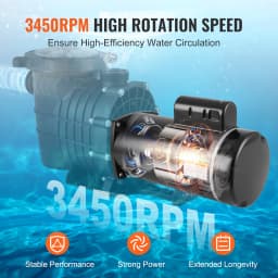SucceBuy 2HP Pool Pump Motor Frame 230V (7.8Amps) 3450 RPM 60Hz 1.3 Service Factor CCW Rotation Square Flange Replacement Motor