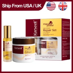 Karseell 2pcs Set Collagen Hair Mask 500ml 16.9 fl.oz + Argan Oil Hair Serum 50ml 1.69 fl.oz for Dry Damaged Hair All Hair Types