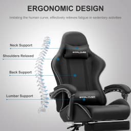 GTPLAYER Gaming Chair with Footrest, Lumbar Support, Adjustable Height, Swivel, Headrest for Office/Gaming