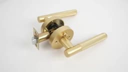 Viladepot Privacy Door Handle Rear Knurled Handle Lever Matte Gold Round Base Bedroom Bathroom Door Lock Reversible