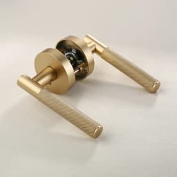 Viladepot Privacy Door Handle Rear Knurled Handle Lever Matte Gold Round Base Bedroom Bathroom Door Lock Reversible