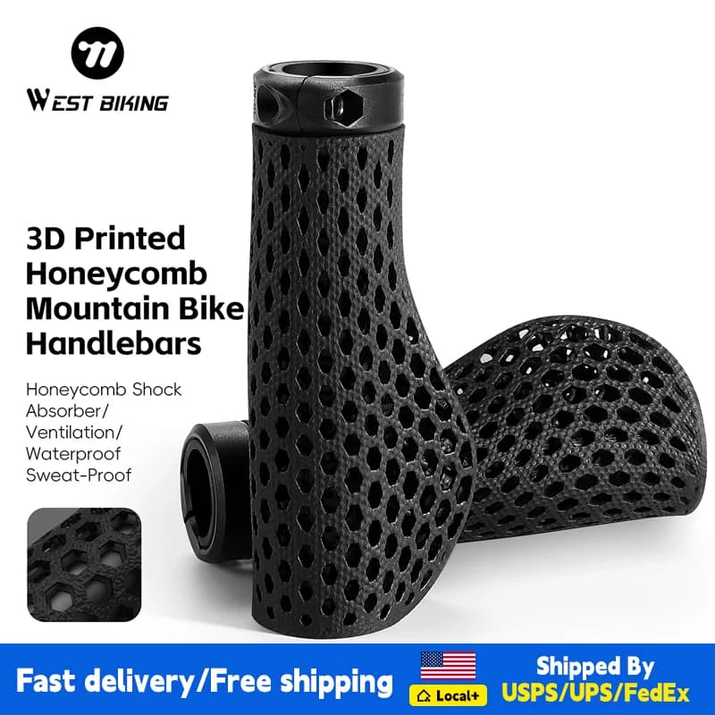 WEST BIKING 3D Printed Bicycle Grips Shock Absorption Mountain Bike Handlebar Cover Professional MTB Ergonomic Handle Grips