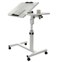 Movable Overbed Table With Wheels, Adjustable Height Overbed Table, Rolling Tray Table, Medical Bedside Desk For Home Office