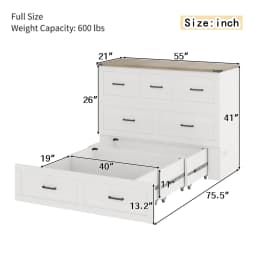 Full Size Murphy Bed Cabinet Bed Foldable Platform Bed with Charging Station Storage Drawer for Small Bedroom, Customized