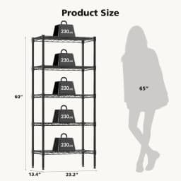 JHK 3-5 Tier Metal Wire Storage Shelves Adjustable Storage Racks Heavy Duty Standing Shelf Organizer for Living Room and Kitchen