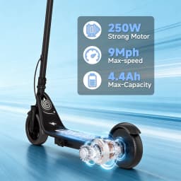 Electric Scooter for Kids, 250W Motor, Max Speed 9 MPH, 6.5" Kick Scooter, 3 Speed Modes, LED Display, Max Load 155LBS