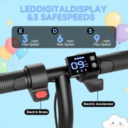Electric Scooter for Kids, 250W Motor, Max Speed 9 MPH, 6.5" Kick Scooter, 3 Speed Modes, LED Display, Max Load 155LBS