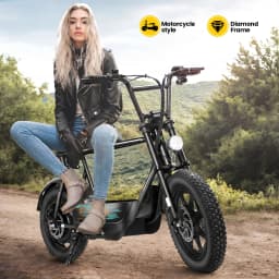 500W Caroma Electric Scooter with Seat for Adults, 16 Inch Fat Tire, Multiple Suspension, Electric Motorcycle Mini Bike with Basket for Pet S & Cargo
