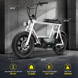 500W Caroma Electric Scooter with Seat for Adults, 16 Inch Fat Tire, Multiple Suspension, Electric Motorcycle Mini Bike with Basket for Pet S & Cargo