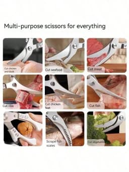 1PC Anti-Slip Grip Kitchen Scissors, Cutting Meat Turkey Fish Vegetable Stainless Steel Scissors, Anti-Slip Kitchen Utensil