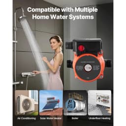 SucceBuy Hot Water Recirculating Pump 10 GPM 3 Speed Control 0.13 HP 110-120V NPT 3/4 to 1/2 Adapter Stainless Steel/Cast Iron